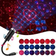 usb star night light with 9 modes, 24 lighting effects, sound 🌟 activated strobe for car interior, ceiling, bedroom, party, and more (blue & red) логотип