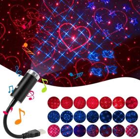 img 4 attached to USB Star Night Light with 9 Modes, 24 Lighting Effects, Sound 🌟 Activated Strobe for Car Interior, Ceiling, Bedroom, Party, and More (Blue & Red)