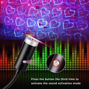 img 1 attached to USB Star Night Light with 9 Modes, 24 Lighting Effects, Sound 🌟 Activated Strobe for Car Interior, Ceiling, Bedroom, Party, and More (Blue & Red)