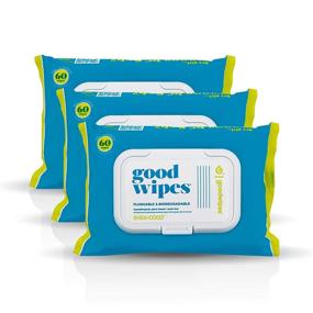 img 4 attached to 🧻 Goodwipes Flushable & Biodegradable Wipes with Botanicals: Safe, Dispenser for At-Home Use, Shea-Coco with Aloe, Septic & Sewer Safe (3 packs, 180 count) - Never Dries Out