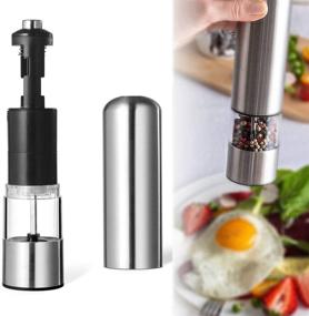 img 1 attached to 🧂 Shencai Electric Pepper Grinder and Salt Grinder - Battery-Operated Stainless Steel Mill with LED Light - One-Handed Operation - Adjustable Ceramic Grinder