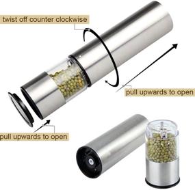 img 2 attached to 🧂 Shencai Electric Pepper Grinder and Salt Grinder - Battery-Operated Stainless Steel Mill with LED Light - One-Handed Operation - Adjustable Ceramic Grinder