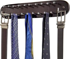 img 4 attached to 👔 Richards Homewares 21 Closet Tie Rack: Walnut Wood with Chrome Hooks - Multi-Accessory Holder for Storage and Organization