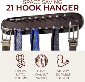 img 1 attached to 👔 Richards Homewares 21 Closet Tie Rack: Walnut Wood with Chrome Hooks - Multi-Accessory Holder for Storage and Organization