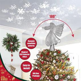 img 2 attached to 🎄 Silver Angel Christmas Tree Topper with 3D Rotating White Snowflakes Projector, Glittered and Lighted Xmas Tree Topper - Perfect Christmas Decorations Gift