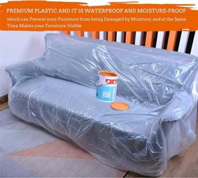 img 3 attached to 🎨 Premium 1 Mil Painting Plastic Drop Cloths - Waterproof, Tear Resistant & Disposable Tarp (5 Pack, 9x12 Feet) for Furniture Cover and Floor Protection Film