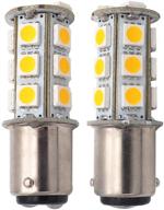 grv ba15d 1142 1076 led bulb 18-5050smd ac/dc 12v-24v: super bright for rv camping, boat, and trailer light - warm white (pack of 2) logo