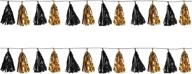🎉 beistle metallic tassel garlands - black/gold, 2 piece set, 9.75" x 8' - stunning party decor! logo