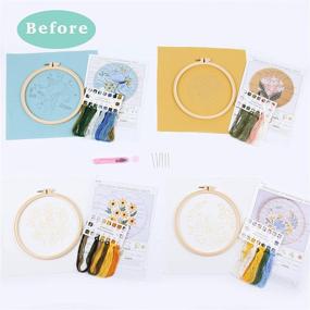 img 3 attached to 🧵 Complete 4-Piece Embroidery Kit for Adults: Printed Cloth, Plastic Rings, Scissors, Colored Threads, Needles & Instructions