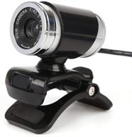 black pc webcam with 480p manual focus, microphone, and manual focus for video calling, recording, and conferencing logo