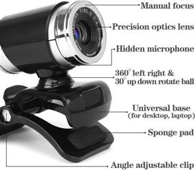 img 3 attached to Black PC Webcam with 480P Manual Focus, Microphone, and Manual Focus for Video Calling, Recording, and Conferencing