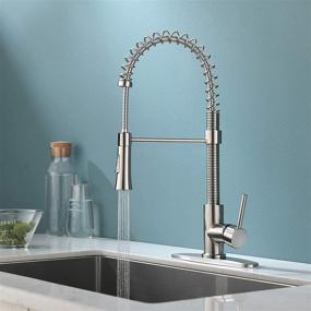 img 1 attached to 🚰 KINGO HOME Kitchen Faucet with Pull Down Sprayer: Stainless Steel High Arc Single Handle Sink Faucet for Modern Farmhouse Spring Kitchen