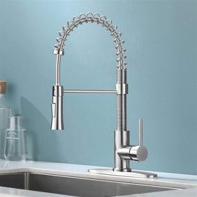 img 3 attached to 🚰 KINGO HOME Kitchen Faucet with Pull Down Sprayer: Stainless Steel High Arc Single Handle Sink Faucet for Modern Farmhouse Spring Kitchen