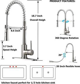 img 2 attached to 🚰 KINGO HOME Kitchen Faucet with Pull Down Sprayer: Stainless Steel High Arc Single Handle Sink Faucet for Modern Farmhouse Spring Kitchen