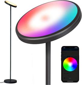 img 4 attached to 🌈 Умная светодиодная напольная лампа Govee - совместима с Alexa - яркое RGB освещение для напольного применения - полка в стиле 2000 люмен - управление через WiFi и приложение - 2200-6500K теплый белый современный светильник - управление кнопками - для гостиной, чтения, спальни.