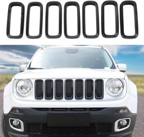 img 4 attached to 🚙 Front Grille Trim Inserts for Jeep Renegade 2015-2018 (Black) - Set of 7 Pieces