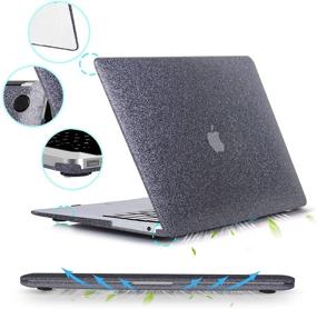 img 1 attached to 💫 Anban Glitter Smooth Leather MacBook Air 13 Inch Case 2021-2018: Shining Gray, with Keyboard Cover