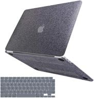 💫 anban glitter smooth leather macbook air 13 inch case 2021-2018: shining gray, with keyboard cover logo