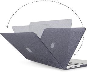 img 2 attached to 💫 Anban Glitter Smooth Leather MacBook Air 13 Inch Case 2021-2018: Shining Gray, with Keyboard Cover