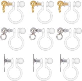 img 4 attached to 📎 UNICRAFTALE 30pcs Clip-on Earring Findings: Stainless Steel Components in Golden & Stainless Steel Color for DIY Earring Jewelry Making