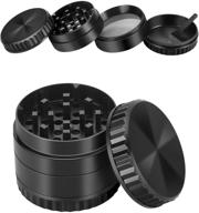 🔪 premium upgraded 4 piece grinder with pollen catcher, razor-sharp teeth - black 2" - by grinders logo