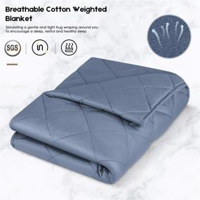 img 2 attached to 🔵 YOLIPULI 20 lb Queen Size Adult Weighted Blanket, 60'' x 80'', Premium Glass Beads and 100% Cotton Filling, Blue