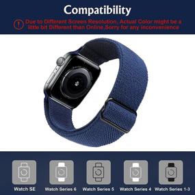 img 3 attached to 🙌 Премиальный синий растяжимый регулируемый ремешок Arae для Apple Watch | 38/40/41мм | Серия 7 6 5 4 SE 3 2 1 | Женский Мужской