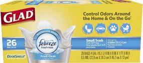 img 4 attached to 🗑️ Glad OdorShield Small Trash Bags - Febreze Fresh Clean Scent, 4 Gallon - 6 Packs of 26 Count