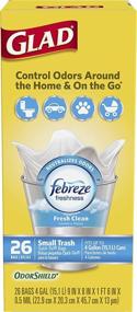 img 2 attached to 🗑️ Glad OdorShield Small Trash Bags - Febreze Fresh Clean Scent, 4 Gallon - 6 Packs of 26 Count