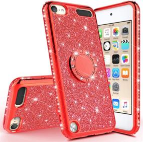 img 3 attached to 🎧 GW USA Glitter Ring Stand Case для iPod Touch 6/5 - Красный, Блестящий Алмазный 2-в-1 Чехол из Твердого ТПУ для Apple iPod Touch 5/6 поколения