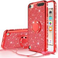 🎧 gw usa glitter ring stand case для ipod touch 6/5 - красный, блестящий алмазный 2-в-1 чехол из твердого тпу для apple ipod touch 5/6 поколения логотип