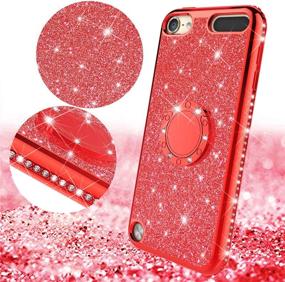 img 2 attached to 🎧 GW USA Glitter Ring Stand Case для iPod Touch 6/5 - Красный, Блестящий Алмазный 2-в-1 Чехол из Твердого ТПУ для Apple iPod Touch 5/6 поколения