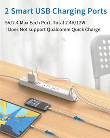 img 2 attached to 💡 NTONPOWER Surge Protector Power Strip with 25ft Long Cord, 6 Outlet 2 USB Charging Station, Wall Mountable for Home and Office – White