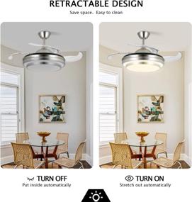 img 3 attached to Modern Dimmable Retractable Blade Ceiling Fan Chandelier with Remote Control and LED Light - OBCGT 36 Inches, Ideal for Garage, Bathroom, Kitchen, Bedroom, Living Room. Features 3 Speeds and 3 Colors.