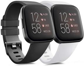 img 4 attached to 📱 Набор ремешков для Fitbit Versa 2 и Versa Sport Bands 2 - Классические мягкие силиконовые ремешки для женщин и мужчин - маленький размер, черный и белый.