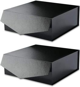 img 4 attached to 🎁 Large Black Gift Boxes with Lids - MALICPLUS 2-Pack - 12x12x5 Inches - Groomsman Proposal Boxes - Sturdy Boxes with Magnetic Closure - Grass Texture Black