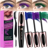 💧 waterproof 3 pack 4d silk fiber lash mascara - purple, blue & green shades with folding eyelash comb brush - lengthening, volumizing, long-lasting, natural eye makeup logo