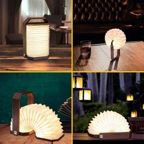 img 2 attached to 📚 Versatile Foldable Table Lamp: Transformable Book Lamp with Wooden Finish & USB Rechargeable Night Light for Bedroom, Creative Accordian Design - Perfect Gift for All Occasions