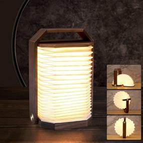 img 4 attached to 📚 Versatile Foldable Table Lamp: Transformable Book Lamp with Wooden Finish & USB Rechargeable Night Light for Bedroom, Creative Accordian Design - Perfect Gift for All Occasions