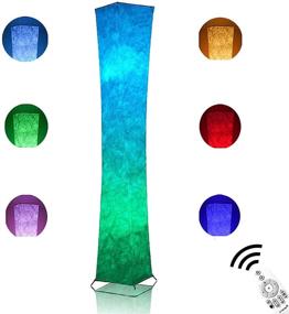 img 3 attached to LEONC Design 65 inch Soft Light LED Floor Lamp: Transform Your Space with RGB Color Changing Fabric Shade, Modern Style for Livingroom Bedroom Warm Atmosphere - Tyvek Dupont, 10 x 10 x 65 inch