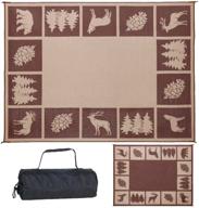 🏕️ outdoor patio rv camping hunter mat (brown/beige), reversible mats - 6x9 feet logo