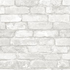 img 4 attached to 🧱 Grey and White Brick Peel & Stick Wallpaper - NuWallpaper NU3010