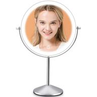 rechargeable double sided 10x magnification makeup vanity mirror with led lights, 8 inch, dimmable cosmetic mirror with touch control, 3 color lighting, 360°rotation, cordless/corded light up mirror logo