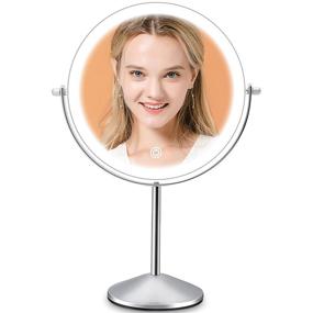 img 4 attached to Rechargeable Double Sided 10X Magnification Makeup Vanity Mirror with LED Lights, 8 Inch, Dimmable Cosmetic Mirror with Touch Control, 3 Color Lighting, 360°Rotation, Cordless/Corded Light up Mirror