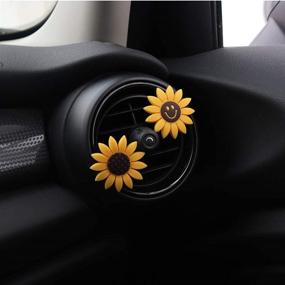 img 2 attached to INEBIZ Car Charm: Adorable Yellow Sunflower Car Air Vent Decorations with Creative Fragrance Air Freshener Holder & Container