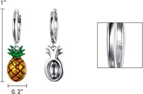 img 1 attached to 🍍 EleQueen Enamel Pineapple Huggie Hoop Earrings: Stylish 925 Sterling Silver Dangles for Women & Girls