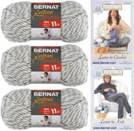 🧶 bernat softee chunky yarn bundle super bulky #6 - 3 skeins (gray ragg): reliable and luxurious fiber for chunky knitting projects logo