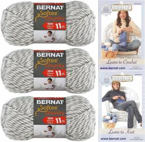 img 4 attached to 🧶 Bernat Softee Chunky Yarn Bundle Super Bulky #6 - 3 Skeins (Gray Ragg): Reliable and Luxurious Fiber for Chunky Knitting Projects