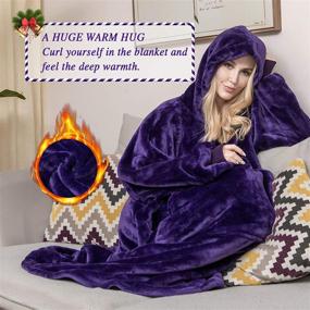 img 2 attached to 👚 Wearable Blanket Hoodie for Women - Cozy Oversized Blanket Sweatshirt with Sleeves, Giant Pocket, and Elderly-Friendly Design in Purple