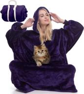 👚 wearable blanket hoodie for women - cozy oversized blanket sweatshirt with sleeves, giant pocket, and elderly-friendly design in purple логотип